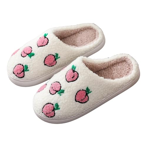 Sfwqoifou hausschlappen damen plüsch, Hausschuhe Damen Winter Plüsch Warm Winterschuhe Filzpantoffeln Unisex Leichte Pantoffeln Bequeme Rutschfeste Slippers Weiche, Weiß, 41 von Sfwqoifou
