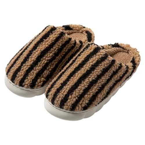 Sfwqoifou hausschuhe 34, Hausschuhe Damen Plüsch Winter Leichte Slippers Weiche Warm Pantoffeln Filzpantoffeln Bequeme Winterschuhe Rutschfeste Unisex, Kaffee, 44 von Sfwqoifou