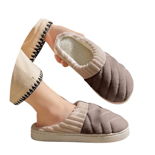Sfwqoifou hausschuhe 36, Pantoffeln Damen Herren Warm Bequeme Rutschfeste Filzpantoffeln Slippers Leichte Plüsch Winterschuhe Unisex Hausschuhe Weiche Winter, Kaffee, 38 von Sfwqoifou