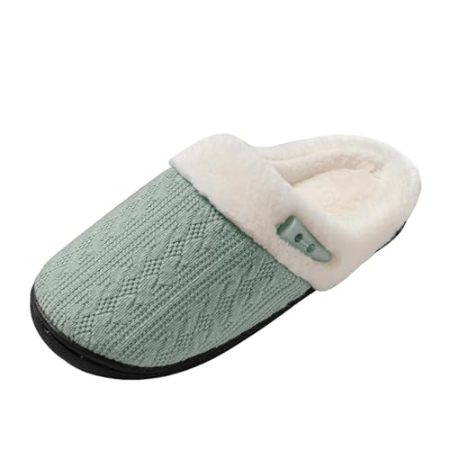 Sfwqoifou hausschuhe 37, Filzpantoffeln Damen Herren Winter Rutschfeste Leichte Hausschuhe Warm Bequeme Slippers Winterschuhe Plüsch Pantoffeln Unisex Weiche, Grün, 37 von Sfwqoifou