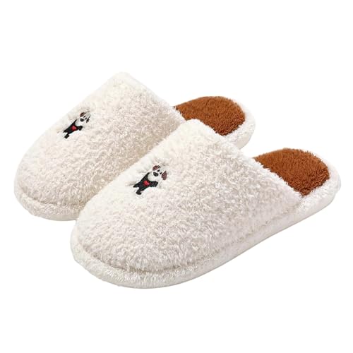 Sfwqoifou hausschuhe 37, Filzpantoffeln Damen Warm Winter Slippers Pantoffeln Rutschfeste Unisex Winterschuhe Hausschuhe Plüsch Bequeme Weiche Leichte, Weiß, 37 von Sfwqoifou