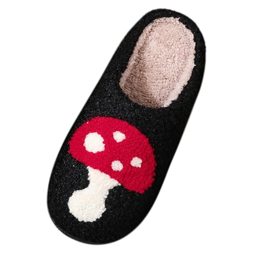 Sfwqoifou hausschuhe 37, Hausschuhe Damen Winter Leichte Warm Slippers Pantoffeln Unisex Winterschuhe Filzpantoffeln Rutschfeste Bequeme Plüsch Weiche, Schwarz, 37 von Sfwqoifou