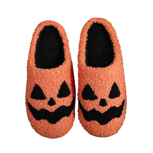 Sfwqoifou hausschuhe 37, Pantoffeln Herren Warm Plüsch Weiche Slippers Winter Bequeme Filzpantoffeln Winterschuhe Unisex Leichte Hausschuhe Rutschfeste, Orange, 37 von Sfwqoifou