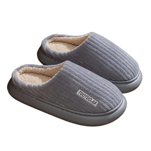 Sfwqoifou hausschuhe 37, Pantoffeln Herren Warm Winter Rutschfeste Winterschuhe Slippers Bequeme Unisex Filzpantoffeln Hausschuhe Weiche Leichte Plüsch, Grau, 45 von Sfwqoifou