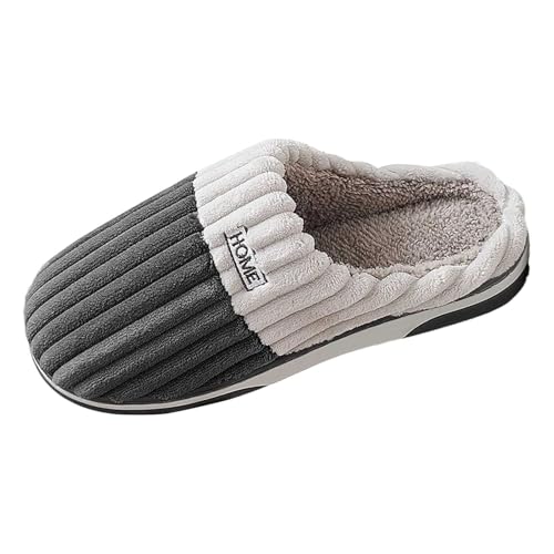 Sfwqoifou hausschuhe 39, Pantoffeln Herren Warm Winter Weiche Hausschuhe Filzpantoffeln Bequeme Rutschfeste Winterschuhe Unisex Slippers Leichte Plüsch, Grau, 45 von Sfwqoifou