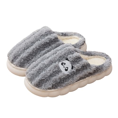 Sfwqoifou hausschuhe damen 40, Pantoffeln Damen Herren Warm Weiche Unisex Winterschuhe Rutschfeste Bequeme Hausschuhe Filzpantoffeln Plüsch Slippers Leichte Winter, Grau, 45 von Sfwqoifou