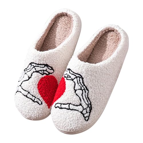 Sfwqoifou hausschuhe damen plüsch grau, Hausschuhe Damen Winter Weiche Rutschfeste Filzpantoffeln Leichte Warm Pantoffeln Winterschuhe Unisex Slippers Plüsch Bequeme, Weiß, 44 von Sfwqoifou