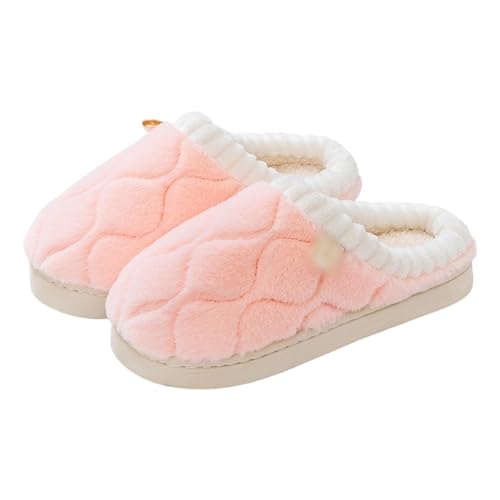 Sfwqoifou hausschuhe damen sommer, Hausschuhe Damen Plüsch Leichte Weiche Filzpantoffeln Pantoffeln Bequeme Unisex Slippers Winterschuhe Rutschfeste Warm Winter, Rosa, 42 von Sfwqoifou