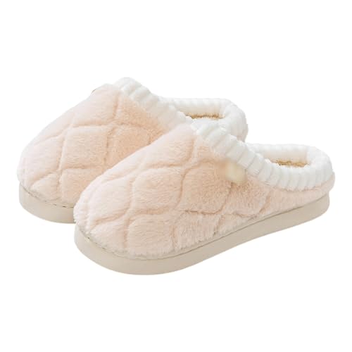 Sfwqoifou hausschuhe größe 35, Hausschuhe Damen Plüsch Leichte Weiche Filzpantoffeln Pantoffeln Bequeme Unisex Slippers Winterschuhe Rutschfeste Warm Winter, Khaki, 36 von Sfwqoifou