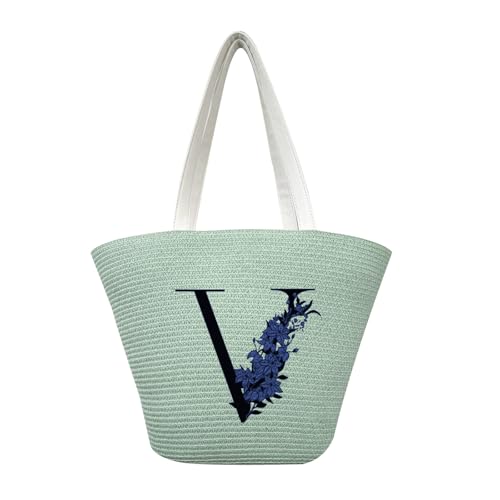 Sfwqoifou makramee tasche, Sommer Tasche Damen Strand Boho Netz Umhängetasche Strandbeutel Häkeltasche Strandtasche Party Leichte Schultertasche Tragetaschen Stroh Handtasche, Marine, One Size von Sfwqoifou