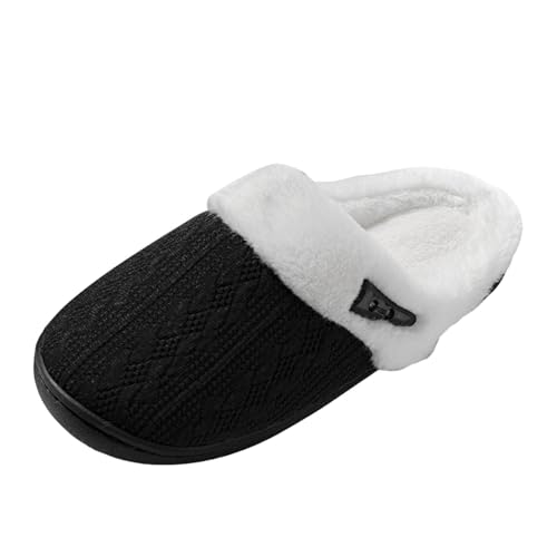 Sfwqoifou pantoffeln damen 37, Filzpantoffeln Damen Herren Winter Rutschfeste Leichte Hausschuhe Warm Bequeme Slippers Winterschuhe Plüsch Pantoffeln Unisex Weiche, Schwarz, 37 von Sfwqoifou