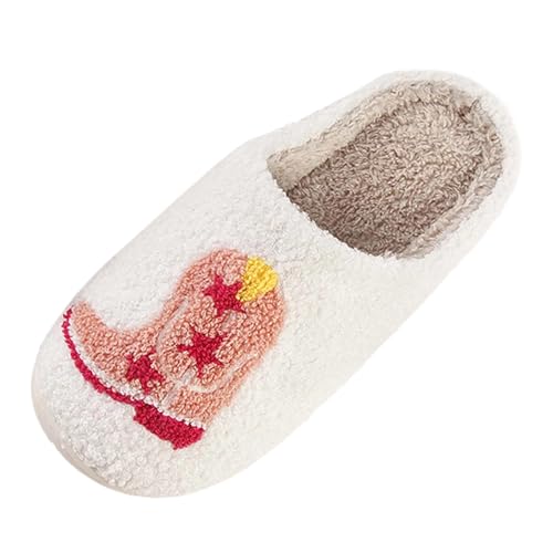 Sfwqoifou pantoffeln damen 37, Filzpantoffeln Damen Warm Plüsch Rutschfeste Slippers Pantoffeln Bequeme Winter Winterschuhe Unisex Hausschuhe Weiche Leichte, Weiß, 37 von Sfwqoifou