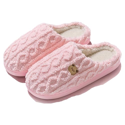 Sfwqoifou pantoffeln damen 37, Pantoffeln Herren Warm Bequeme Weiche Slippers Filzpantoffeln Rutschfeste Winterschuhe Plüsch Leichte Hausschuhe Winter Unisex, Rosa, 37 von Sfwqoifou