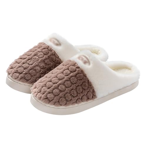 Sfwqoifou pantoffeln damen 40, Filzpantoffeln Damen Herren Winter Plüsch Bequeme Hausschuhe Slippers Rutschfeste Leichte Winterschuhe Weiche Unisex Pantoffeln Warm, Kaffee, 40 von Sfwqoifou