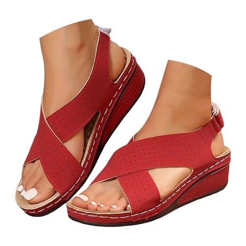 Sfwqoifou Orthopädische Sandalen Damen Sommer Waschbare Slingback Sommerschuhe Slide Sandaletten Weiche Bequem Römersandalen mit Weiche Fussbett Casual Plateau Wandersandalen 39 von Sfwqoifou