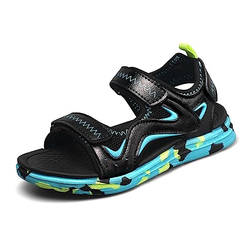 Sfwqoifou sandalen 36 jungen, Kinder Sandalen Junge Barfußschuhe Bequem Breite Füße Strandschuhe Sommerschuhe Leichte mit Weicher Sohle Trekkingsandalen Badesandalen Outdoor, Blau, 38 von Sfwqoifou