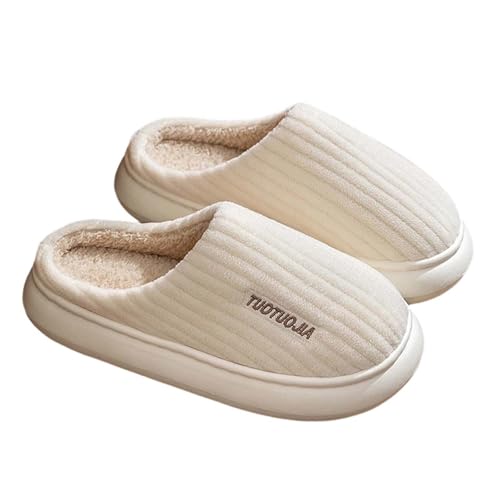 Sfwqoifou sneaker damen, Pantoffeln Herren Warm Winter Rutschfeste Winterschuhe Slippers Bequeme Unisex Filzpantoffeln Hausschuhe Weiche Leichte Plüsch, Weiß, 41 von Sfwqoifou