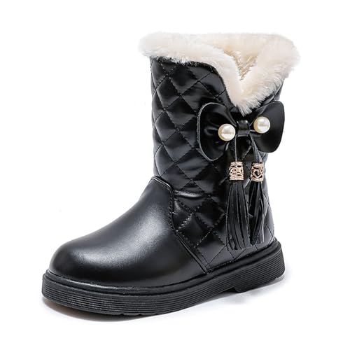 Sfwqoifou stiefeletten mädchen größe 35, Stiefeletten Mädchen mittelere Winterstiefel Leicht Modisch Herbstschuhe Klassische mit Seitlichem Reißverschluss Reitstiefel Warme Stiefe, Schwarz, 35 von Sfwqoifou