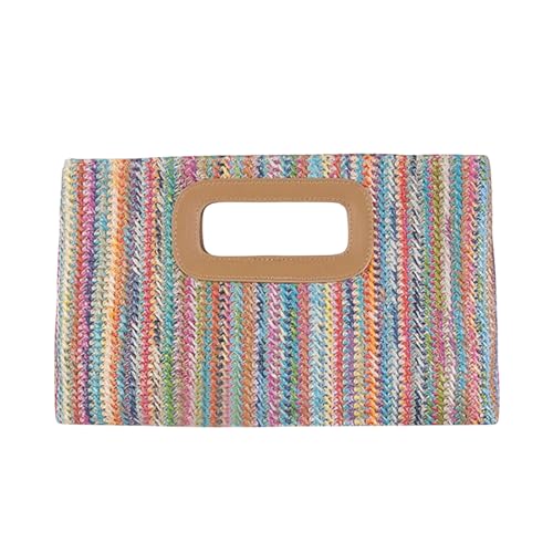 Sfwqoifou strandtasche netz, Sommer Tasche Damen Strand Leichte Party Strandbeutel Tragetaschen Stroh Strohtaschen Handtasche Umhängetasche Schultertasche Netz Boho Häkeltasche, Mehrfarbig, 29x19x5cm von Sfwqoifou