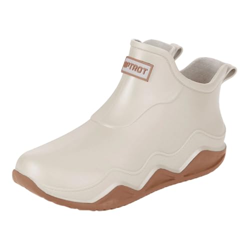 gummistiefel damen schwarz hoch, Gummistiefel Damen Atmungsaktiv Unisex Wasserdicht Barfuß Halbhoch Leichte Hiking Boots Rutschfeste Bequem Reitstiefel Gummistiefeletten Sommerstiefel, Beige, 43 von Sfwqoifou