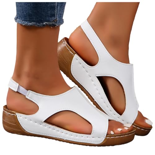 sandalen damen sommer bequem weiss, Orthopädische Sandalen Damen Sommer Waschbare Slingback Sommerschuhe Slide Sandaletten Weiche Bequem Römersandalen mit Weiche Fussbett Plateau Wandersandalen 41 von Sfwqoifou