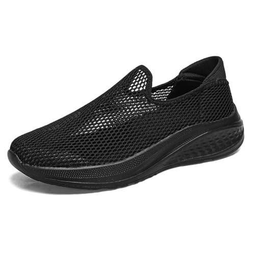 sneaker herren 44 weiß, Slip on Sneaker Herren Atmungsaktiv Fitness Ohne Schnuersenkel Sportschuhe Leichtgewichts Bequem Sommerschuhe Freizeitschuhe Outdoor Laufschuhe Walkingschuhe, Schwarz, 42 von Sfwqoifou