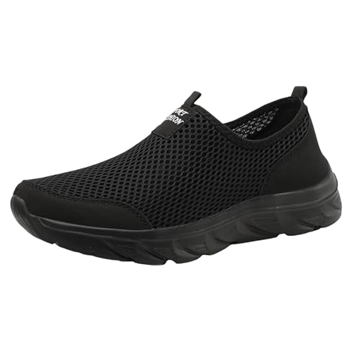 socken sneaker herren 43-46, Slip on Sneaker Herren Mesh Bequem Ohne Schnuersenkel Sommerschuhe Freizeitschuhe Leichtgewichts Alltag Sneake Sportschuhe Atmungsaktiv Straßenlaufschuhe, Schwarz, 40 von Sfwqoifou