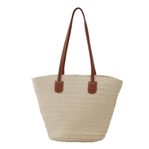sommer tasche damen schwarz, Sommertaschen Damen Gestrickte Boho Strand Strandtasche Strandbeutel Party Netz Umhängetasche Häkeltasche Schultertasche Stroh Vintage Strohtaschen, Beige, One Size von Sfwqoifou