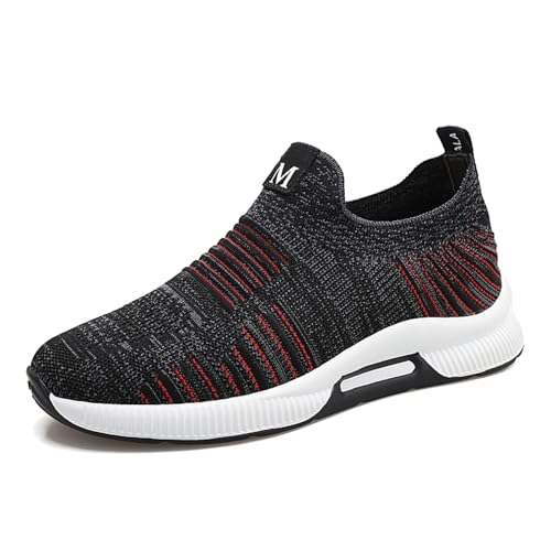 sommerschuhe herren weiß, Slip on Sneaker Herren Atmungsaktiv Alltag Ohne Schnuersenkel Joggingschuhe Freizeitschuhe Bequem Sommerschuhe Straßenlaufschuhe Mesh Laufschuhe Turnschuhe, Schwarz, 39 von Sfwqoifou