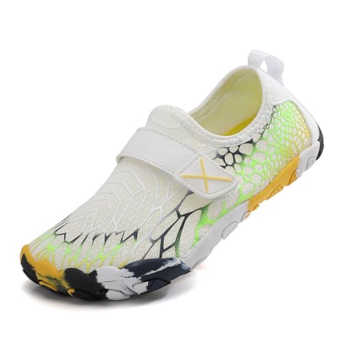 turnschläppchen mädchen, Badeschuhe Kinder Rutschfest Schnell Trocknend Jungen Mädchen Neoprenschuhe Wasserschuhe Rutschfeste Leicht Strandschuhe Aquaschuhe Pool Surfschuhe Baby Barfußschuhe, Weiß, 29 von Sfwqoifou