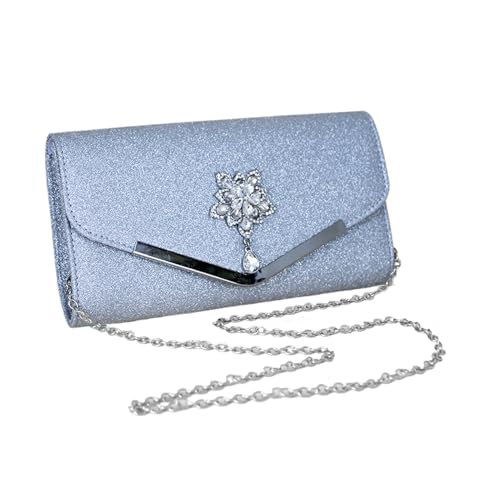 Sghtil Abendtaschen für Damen – Handtasche Formel Clutch, leichter Stil mit Kette für Abendessen, Reise, silber, Se référer au descriptif von Sghtil