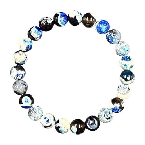 Sghtil Armband Mit Steinen | Armband Aus Natursteinen | Verstellbares Armband Aus Blauem Achat Für Damen Herren Paar Freie Arbeit Yoga Outdoor Aktivitäten von Sghtil