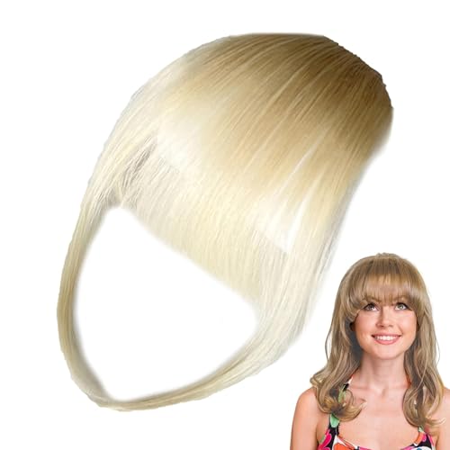 Sghtil Clip-on-Echthaar-Pony,Clip-on-Pony für Frauen, Echthaar-Perücke für Damen, Clip-in-Pony, Girlfriend Sisters Bangs with Temples Alltägliche Haarverlängerungen für Fotografie, Dating von Sghtil