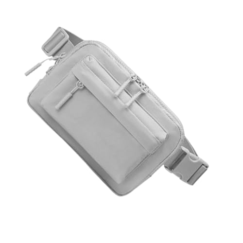 Sghtil Damen Herren Rucksack Fanny Umhängetasche Tasche mit 4 Reißverschlusstaschen Verstellbarer Schultergurt Mode wasserdichte Nylon Tasche für Reisen, Wandern, Joggen, Radfahren, hellgrau, von Sghtil