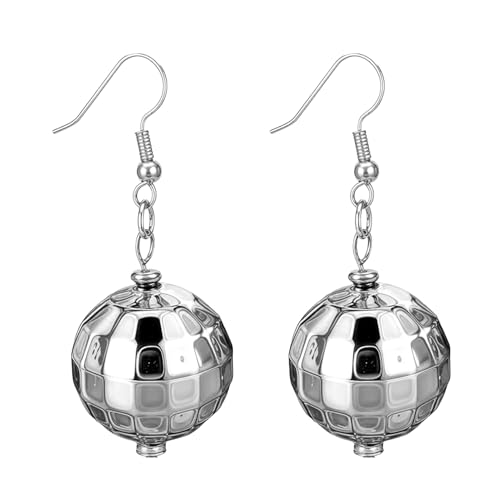 Sghtil Diskothek Punk Ohrringe Disko Ohrringe - Discokugel Ohrringe für Damen - Discokugel baumeln Ohrringe 70er Jahre für Mottoparty, Fare riferimento alla descrizione, Hardware (Metall), Siehe von Sghtil