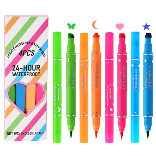 Sghtil Doppelseitige Augenliner mit doppeltem Ende | Tragbarer Augenschmerz und Stempel, langlebiges Make-up-Set, 4 Stück, wasserdichte Kosmetik für Frauen von Sghtil