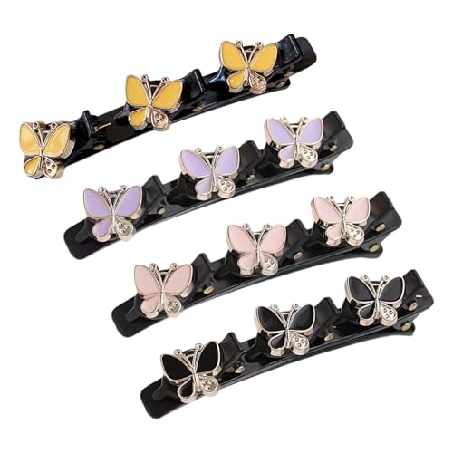 Sghtil Funkelnde Haarspangen, geflochtene Haarspangen | Modische Haarspangen - Funkelnde Haarspange, modische geflochtene Haarspange mit 3 kleinen für Damen, 4 Stück von Sghtil