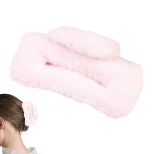 Sghtil Fuzzy Claw Clip,Fuzzy Haarspangen | Rutschfeste Plüsch-Haarspange | Große, rutschfeste Haarspangen für dickes, langes Haar, Haarschmuck für Frauen mit starkem Halt von Sghtil
