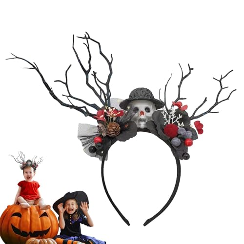 Sghtil Halloween-Haarreifen, dekoratives Halloween-Stirnband,Totenkopf Totenkopf Kopfbedeckung für Damen | Gruseliger Performance-Kopfschmuck von Sghtil