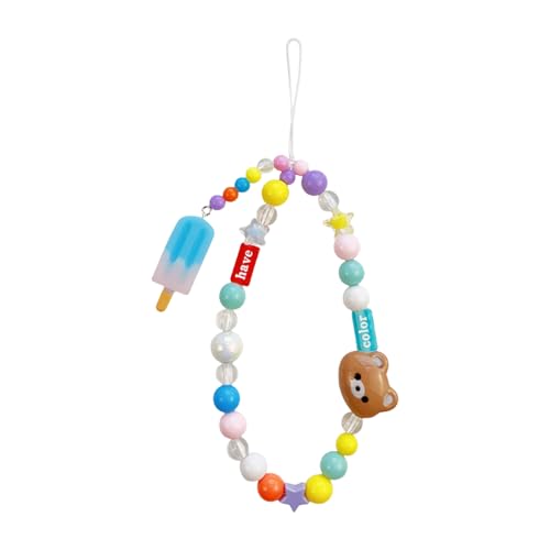 Sghtil Handyanhänger - Dekorativer Handyanhänger mit Kette | Perlen-Accessoire Für Mädchen Und Frauen Für Handtasche, Rucksack Und Geldbörse von Sghtil