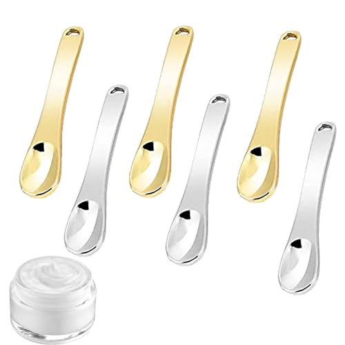 Sghtil Kosmetische Schaufel, Cremelöffel,6x kleine Gesichtsspatel | Metallcreme -Applikator, Feuchtigkeitscreme -Löffel, Schönheitswerkzeuge zum Mischen und Probenahme -Make -up -Kosmetik von Sghtil
