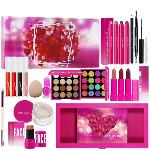 Sghtil Make-up-Set für Anfänger – Gesichts-Make-up-Set für Damen – Lippenstift Palette Lidschatten Blush Kosmetik mit Pinseln für Bühne Reisen und Arbeit von Sghtil