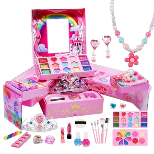 Sghtil Make-up-Spielzeug-Set für Anfänger, echtes Make-up, waschbar, Prinzessinnen-Spielzeug, für Mädchen von 3 4 5 6 7 8 9 10 11 von Sghtil