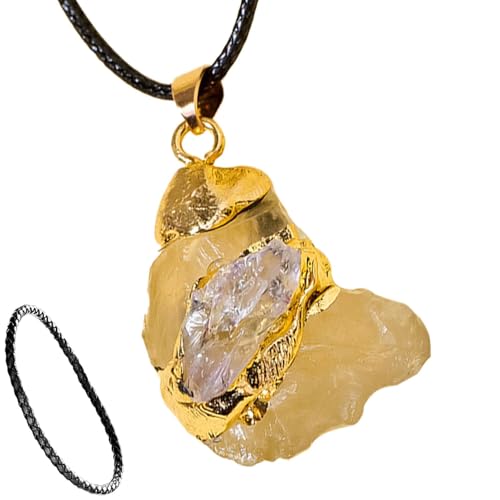 Sghtil Naturstein Anhänger Rohstein Anhänger für Damen,Rohstein Anhänger Halskette mit Naturstein Anhänger | Unregelmäßiger Amethyst Damen Schmuck für Männer, Fare riferimento alla descrizione von Sghtil