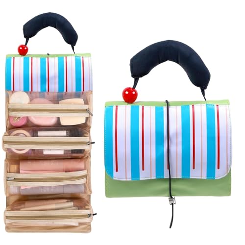 Sghtil Reise Kosmetiktasche, Faltbare Reise-Kosmetiktasche Für Damen, Faltbarer Abnehmbarer Kosmetik-Reiserollbeutel Für Urlaub, Lippenstifte & Geburtstagsgeschenke von Sghtil