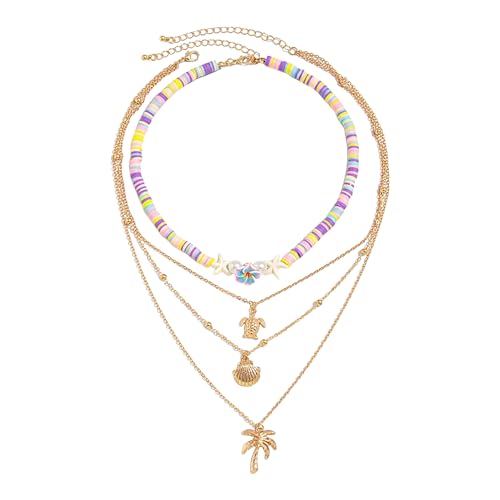 Sghtil Strandschmuck für Damen | Mehrschichtige Seesternkette - Verstellbar Wasserdicht Mode für Urlaub Hochzeit Geburtstag Casual Prom, riferimento alla descrizione, Metall+Keramik+Perle+ von Sghtil