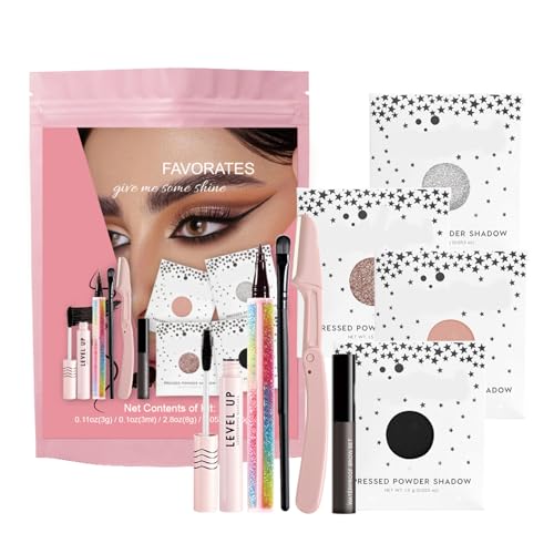 Sghtil Wasserdichtes Make-up-Set für Damen | Farbenfrohes Make-Up-Set für Mädchen | 9-teiliges Kosmetik-Set mit Augenbrauenbalsam, Mascara, Kosmetik-Set für Mädchen von Sghtil