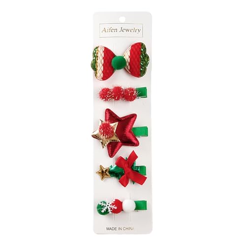 Sghtil Weihnachtliche Haarspangen, Weihnachts-Haarspangen für Mädchen - Tragbare Haarspangen - Festliche Haarnadeln, Set mit 5 Haarspangen für Mädchen und Frauen, von Sghtil