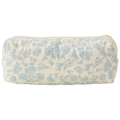 Blumen -Make -up -Beutel, 7, 5x3x2.4 Baumwollstiftstift Beutel Kleiner tragbarer Blauer Blumenstiftbeutel mit Reißverschluss, Kosmetikbeutel für Reisebereich organisierte Make -up von Sgqtqybk