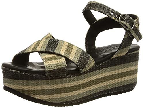 Shabbies Amsterdam Damen SHS1098 Sandale, Stripe Green Black, 39 EU von Shabbies Amsterdam